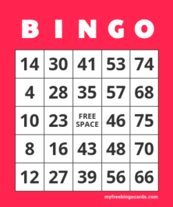 Bingo card